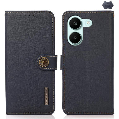KHAZNEH Custer Texture RFID Genuine Leather Phone Case, For Redmi A7 Pro 171mm / Poco C85x 5G, For Redmi Turbo 5 Max / Poco X8 Pro Max, For Redmi Turbo 5 5G / Poco X8 Pro 5G, For Redmi Note 15 Pro+ 5G Global 163.3mm, For Redmi Note 15 5G Global 164mm  ...