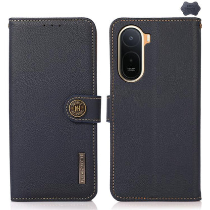 KHAZNEH Custer Texture RFID Genuine Leather Phone Case, For Redmi A7 Pro 171mm / Poco C85x 5G, For Redmi Turbo 5 Max / Poco X8 Pro Max, For Redmi Turbo 5 5G / Poco X8 Pro 5G, For Redmi Note 15 Pro+ 5G Global 163.3mm, For Redmi Note 15 5G Global 164mm  ...