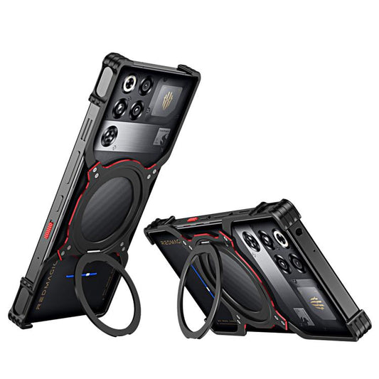 Mechanical Arm Borderless MagSafe Holder Metal Phone Case, For ZTE nubia Red Magic 11 Pro / 11 Pro+, For ZTE nubia Red Magic 10 Air, For ZTE nubia Red Magic 10 Pro / 10 Pro+, For ZTE nubia Z60 Ultra Leading, For ZTE nubia Z60 Ultra