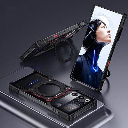 Mechanical Arm Borderless MagSafe Holder Metal Phone Case, For ZTE nubia Red Magic 11 Pro / 11 Pro+, For ZTE nubia Red Magic 10 Air, For ZTE nubia Red Magic 10 Pro / 10 Pro+, For ZTE nubia Z60 Ultra Leading, For ZTE nubia Z60 Ultra