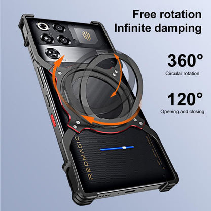 Mechanical Arm Borderless MagSafe Holder Metal Phone Case, For ZTE nubia Red Magic 9S Pro / 9S Pro+, For ZTE nubia Red Magic 9 Pro / 9 Pro+