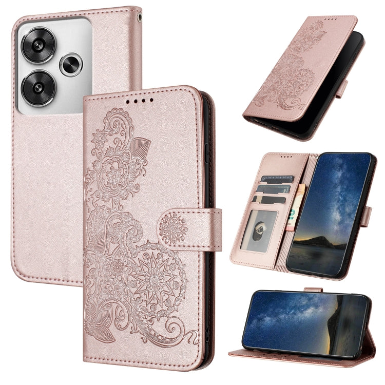 Datura Flower Embossed Flip Leather Phone Case