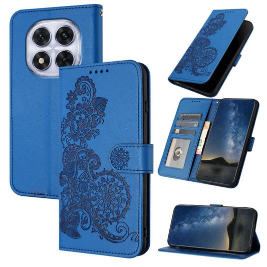Datura Flower Embossed Flip Leather Phone Case, For Redmi Note 14 Pro 4G, For Redmi Note 14 4G 163.25mm, For Redmi Note 14 5G