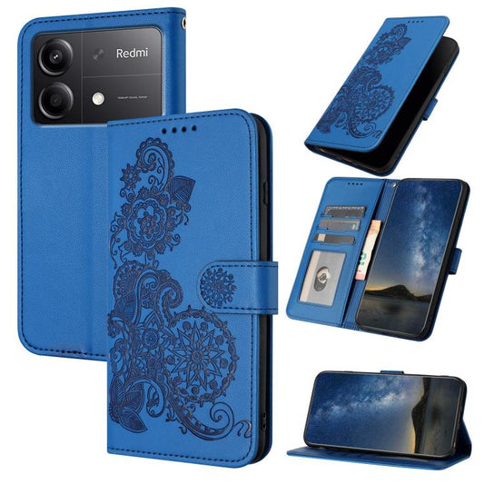 Datura Flower Embossed Flip Leather Phone Case, For Redmi Note 13R Pro / Xiaomi Poco X6 Neo, For Redmi Note 12 Turbo / Xiaomi Poco F5