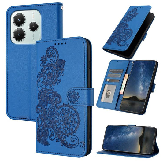 Datura Flower Embossed Flip Leather Phone Case, For Redmi Note 14 4G 164.84mm, For Redmi Turbo 4 / Xiaomi Poco X7 Pro, For Redmi Note 14 Pro 4G
