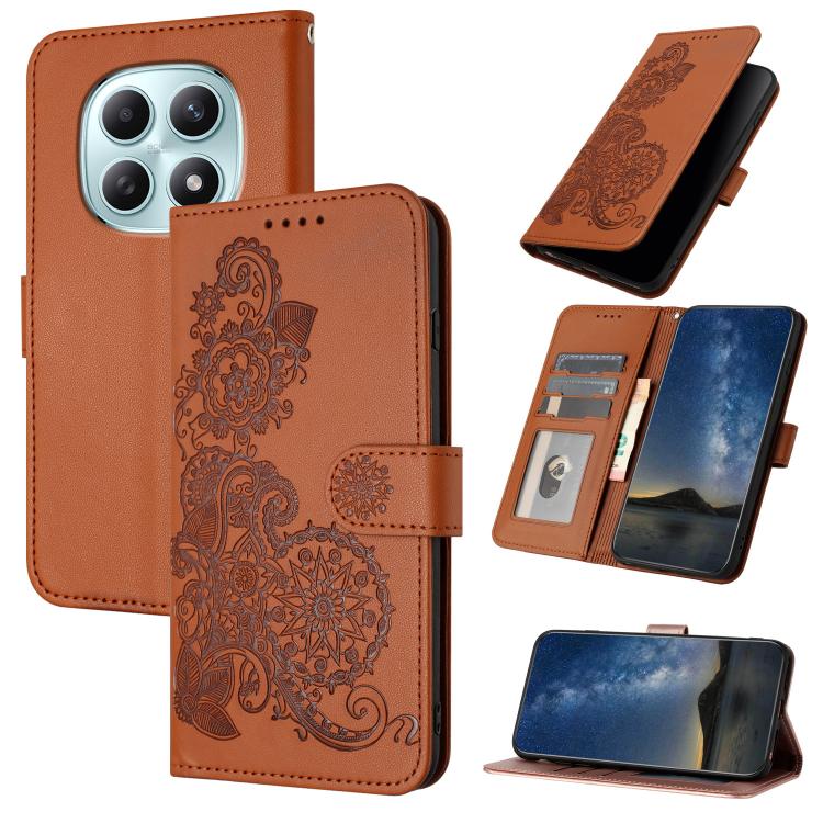 Datura Flower Embossed Flip Leather Phone Case, For Redmi Note 15 4G Global 164mm, For Redmi K90 / Xiaomi Poco F8 Pro 5G, For Redmi 15 5G Global / 15 4G SEA 169.5mm