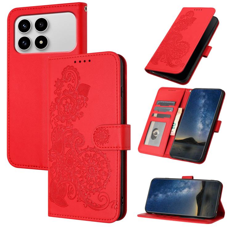 Datura Flower Embossed Flip Leather Phone Case, For Redmi Note 15 4G Global 164mm, For Redmi K90 / Xiaomi Poco F8 Pro 5G, For Redmi 15 5G Global / 15 4G SEA 169.5mm