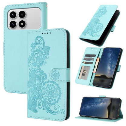 Datura Flower Embossed Flip Leather Phone Case, For Redmi Note 15 4G Global 164mm, For Redmi K90 / Xiaomi Poco F8 Pro 5G, For Redmi 15 5G Global / 15 4G SEA 169.5mm