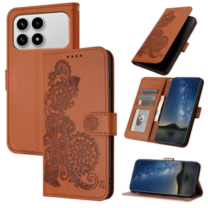 Datura Flower Embossed Flip Leather Phone Case, For Redmi Note 15 4G Global 164mm, For Redmi K90 / Xiaomi Poco F8 Pro 5G, For Redmi 15 5G Global / 15 4G SEA 169.5mm