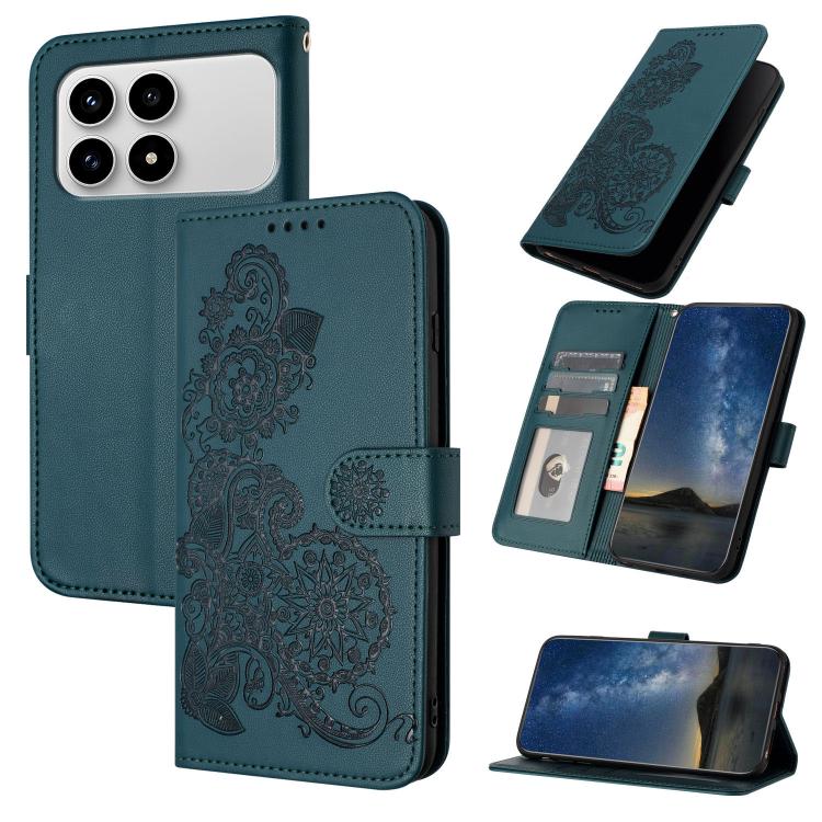 Datura Flower Embossed Flip Leather Phone Case, For Redmi Note 15 4G Global 164mm, For Redmi K90 / Xiaomi Poco F8 Pro 5G, For Redmi 15 5G Global / 15 4G SEA 169.5mm