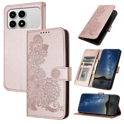 Datura Flower Embossed Flip Leather Phone Case, For Redmi Note 15 4G Global 164mm, For Redmi K90 / Xiaomi Poco F8 Pro 5G, For Redmi 15 5G Global / 15 4G SEA 169.5mm