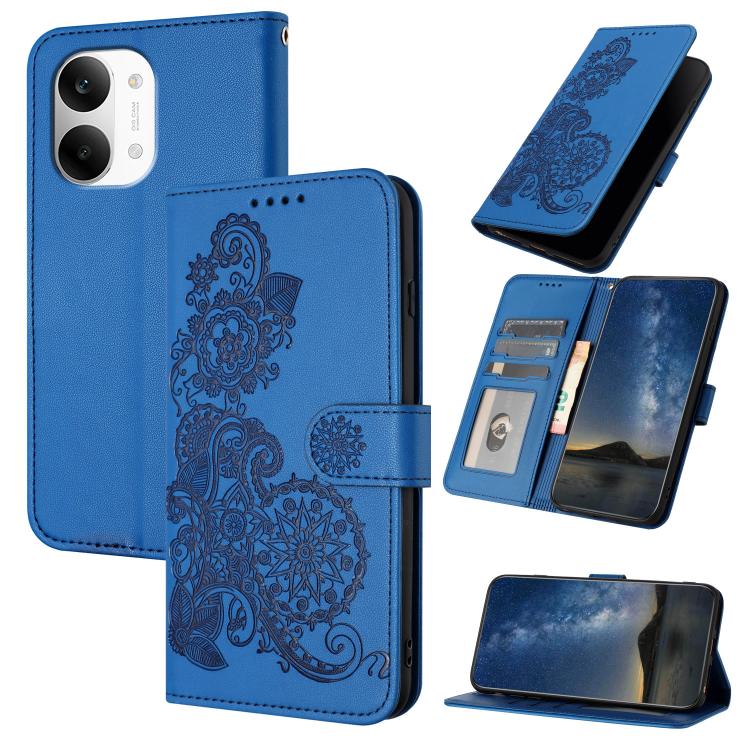 Datura Flower Embossed Flip Leather Phone Case, For Redmi A7 Pro 171mm / Poco C85x 5G, For Redmi Turbo 5 Max / Poco X8 Pro Max, For Redmi Turbo 5 5G / Poco X8 Pro 5G