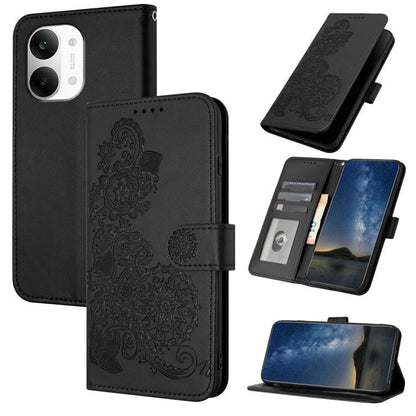 Datura Flower Embossed Flip Leather Phone Case, For Redmi A7 Pro 171mm / Poco C85x 5G, For Redmi Turbo 5 Max / Poco X8 Pro Max, For Redmi Turbo 5 5G / Poco X8 Pro 5G