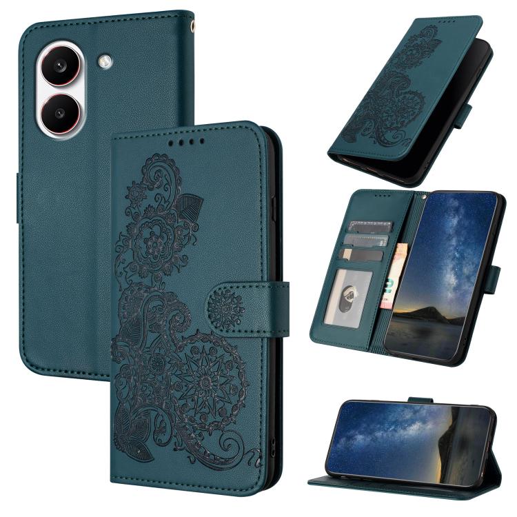 Datura Flower Embossed Flip Leather Phone Case, For Redmi A7 Pro 171mm / Poco C85x 5G, For Redmi Turbo 5 Max / Poco X8 Pro Max, For Redmi Turbo 5 5G / Poco X8 Pro 5G