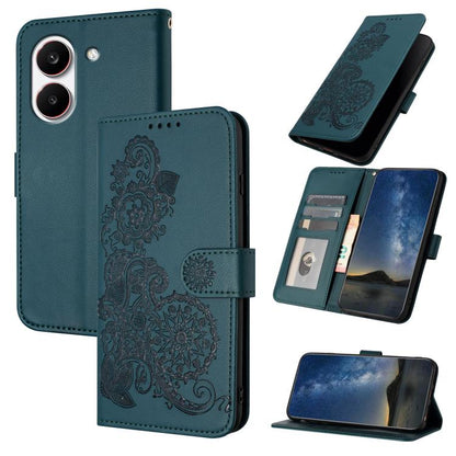 Datura Flower Embossed Flip Leather Phone Case, For Redmi A7 Pro 171mm / Poco C85x 5G, For Redmi Turbo 5 Max / Poco X8 Pro Max, For Redmi Turbo 5 5G / Poco X8 Pro 5G