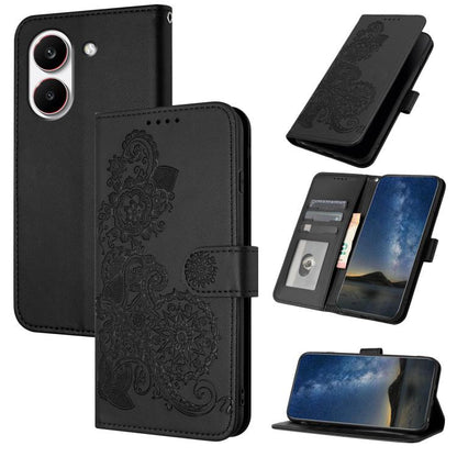 Datura Flower Embossed Flip Leather Phone Case, For Redmi A7 Pro 171mm / Poco C85x 5G, For Redmi Turbo 5 Max / Poco X8 Pro Max, For Redmi Turbo 5 5G / Poco X8 Pro 5G