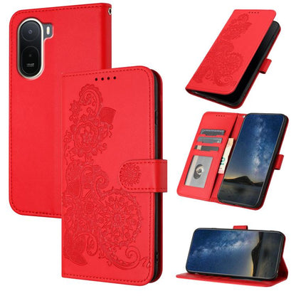 Datura Flower Embossed Flip Leather Phone Case, For Redmi A7 Pro 171mm / Poco C85x 5G, For Redmi Turbo 5 Max / Poco X8 Pro Max, For Redmi Turbo 5 5G / Poco X8 Pro 5G