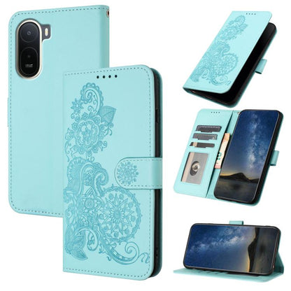 Datura Flower Embossed Flip Leather Phone Case, For Redmi A7 Pro 171mm / Poco C85x 5G, For Redmi Turbo 5 Max / Poco X8 Pro Max, For Redmi Turbo 5 5G / Poco X8 Pro 5G