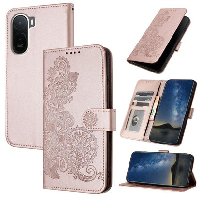 Datura Flower Embossed Flip Leather Phone Case, For Redmi A7 Pro 171mm / Poco C85x 5G, For Redmi Turbo 5 Max / Poco X8 Pro Max, For Redmi Turbo 5 5G / Poco X8 Pro 5G