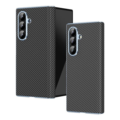 Electroplated Carbon Fiber Pattern Folding Phone Case with Hinge, For Galaxy Z Fold8 Ultra 5G, For Galaxy Z Fold6 5G, For Galaxy Z Fold5 5G
