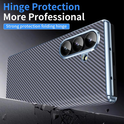 Electroplated Carbon Fiber Pattern Folding Phone Case with Hinge, For Galaxy Z Fold8 Ultra 5G, For Galaxy Z Fold6 5G, For Galaxy Z Fold5 5G