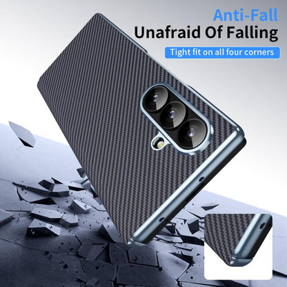 Electroplated Carbon Fiber Pattern Folding Phone Case with Hinge, For Galaxy Z Fold8 Ultra 5G, For Galaxy Z Fold6 5G, For Galaxy Z Fold5 5G