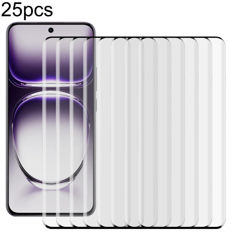 25pcs Edge Glue 9H HD 3D Curved Edge Tempered Glass Film, For OPPO Reno12 Pro Global, For OPPO Reno12 Global