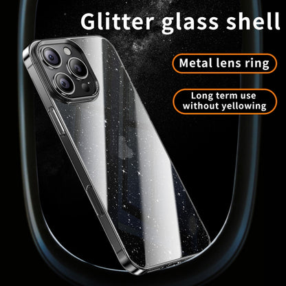 Electroplated PC Hybrid Glitter Glass Phone Case, For iPhone 15 Pro Max, For iPhone 15 Pro, For iPhone 15, For iPhone 14, For iPhone 14 Pro, For iPhone 14 Pro Max, For iPhone 13 Pro Max, For iPhone 13 Pro