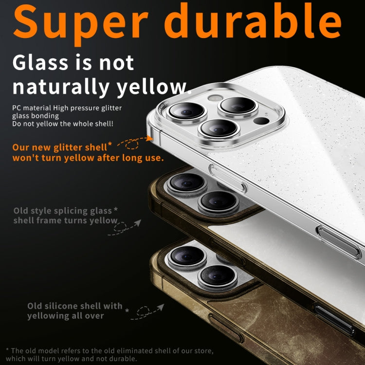 Electroplated PC Hybrid Glitter Glass Phone Case, For iPhone 13