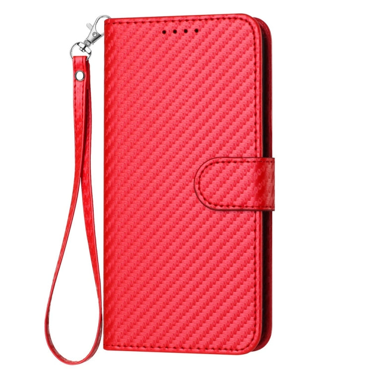 YX0070 Carbon Fiber Buckle Leather Phone Case with Lanyard