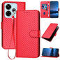 YX0070 Carbon Fiber Buckle Leather Phone Case with Lanyard, For Redmi Note 14 Pro 5G, For Redmi 13 4G, For Redmi Turbo 3 / Poco F6
