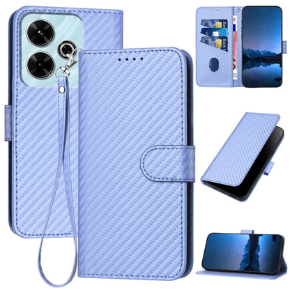 YX0070 Carbon Fiber Buckle Leather Phone Case with Lanyard, For Redmi 13 4G, For Redmi Turbo 3 / Xiaomi Poco F6, For Redmi Note 13R Pro / Xiaomi Poco X6 Neo
