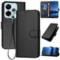 YX0070 Carbon Fiber Buckle Leather Phone Case with Lanyard, For Redmi Note 14 Pro 5G, For Redmi 13 4G, For Redmi Turbo 3 / Poco F6