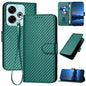 YX0070 Carbon Fiber Buckle Leather Phone Case with Lanyard, For Redmi Note 14 Pro 5G, For Redmi 13 4G, For Redmi Turbo 3 / Poco F6