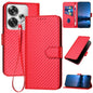 YX0070 Carbon Fiber Buckle Leather Phone Case with Lanyard