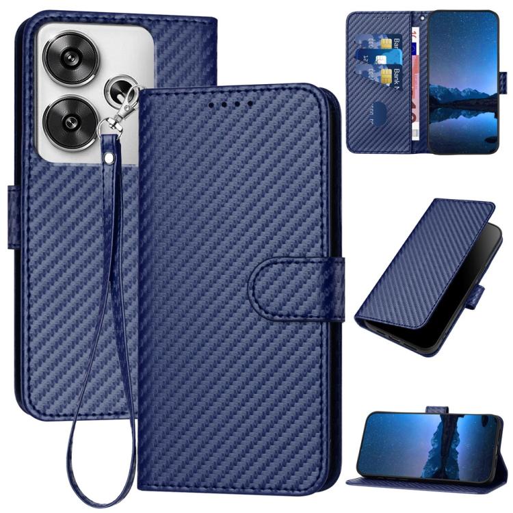 YX0070 Carbon Fiber Buckle Leather Phone Case with Lanyard, For Redmi Note 14 Pro 5G, For Redmi 13 4G, For Redmi Turbo 3 / Poco F6