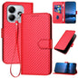 YX0070 Carbon Fiber Buckle Leather Phone Case with Lanyard, For Redmi Note 14 5G, For Redmi Note 14 Pro+ 5G, For Redmi Note 14 Pro 5G