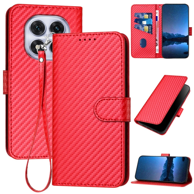 YX0070 Carbon Fiber Buckle Leather Phone Case with Lanyard, For Redmi Note 14 5G, For Redmi Note 14 Pro+ 5G, For Redmi Note 14 Pro 5G