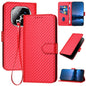 YX0070 Carbon Fiber Buckle Leather Phone Case with Lanyard, For Redmi Note 14 5G, For Redmi Note 14 Pro+ 5G, For Redmi Note 14 Pro 5G