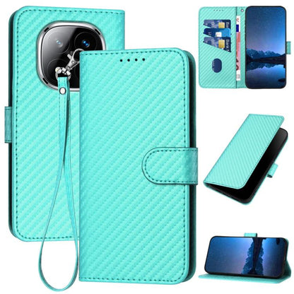 YX0070 Carbon Fiber Buckle Leather Phone Case with Lanyard, For Redmi Note 14 4G 163.25mm, For Redmi Note 14 5G, For Redmi Note 14 Pro+ 5G