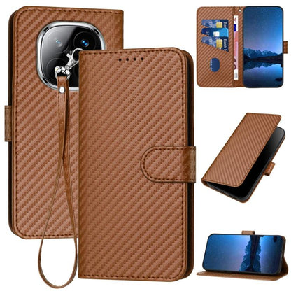 YX0070 Carbon Fiber Buckle Leather Phone Case with Lanyard, For Redmi Note 14 4G 163.25mm, For Redmi Note 14 5G, For Redmi Note 14 Pro+ 5G