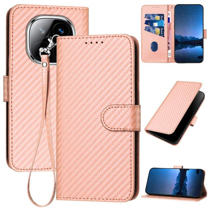 YX0070 Carbon Fiber Buckle Leather Phone Case with Lanyard, For Redmi Note 14 4G 163.25mm, For Redmi Note 14 5G, For Redmi Note 14 Pro+ 5G