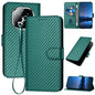 YX0070 Carbon Fiber Buckle Leather Phone Case with Lanyard, For Redmi Note 14 4G 163.25mm, For Redmi Note 14 5G, For Redmi Note 14 Pro+ 5G