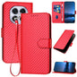 YX0070 Carbon Fiber Buckle Leather Phone Case with Lanyard, For Redmi Note 14 4G 164.84mm, For Redmi Turbo 4 / Poco X7 Pro, For Redmi Note 14 Pro 4G