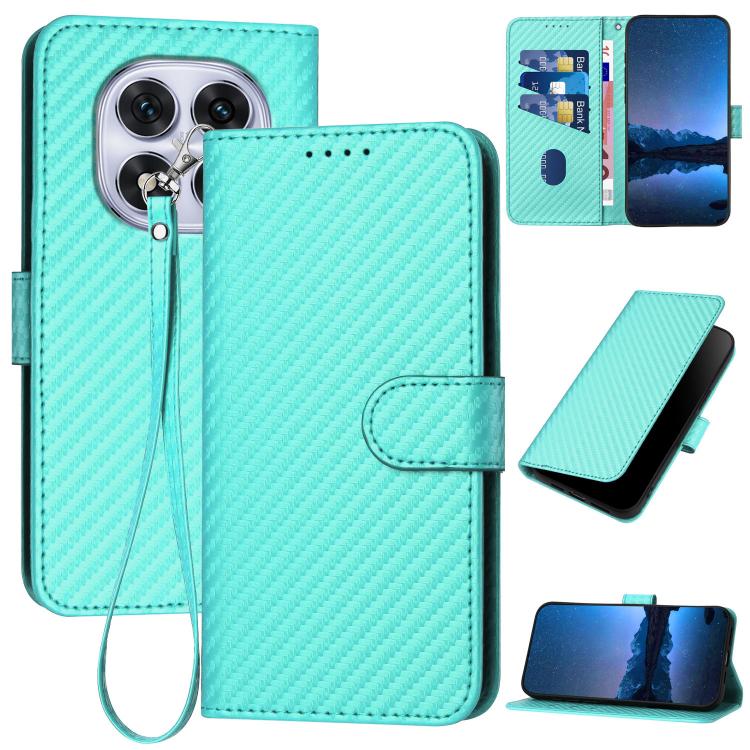 YX0070 Carbon Fiber Buckle Leather Phone Case with Lanyard, For Redmi Note 14 4G 164.84mm, For Redmi Turbo 4 / Poco X7 Pro, For Redmi Note 14 Pro 4G