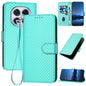 YX0070 Carbon Fiber Buckle Leather Phone Case with Lanyard, For Redmi Note 14 4G 164.84mm, For Redmi Turbo 4 / Poco X7 Pro, For Redmi Note 14 Pro 4G