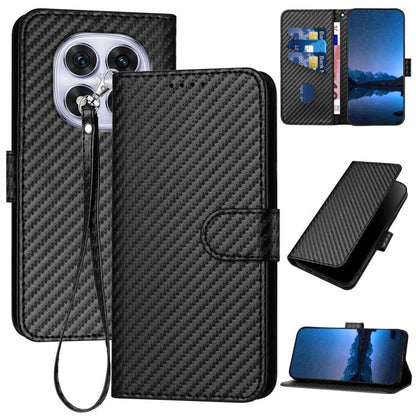 YX0070 Carbon Fiber Buckle Leather Phone Case with Lanyard, For Redmi Note 14 4G 164.84mm, For Redmi Turbo 4 / Poco X7 Pro, For Redmi Note 14 Pro 4G