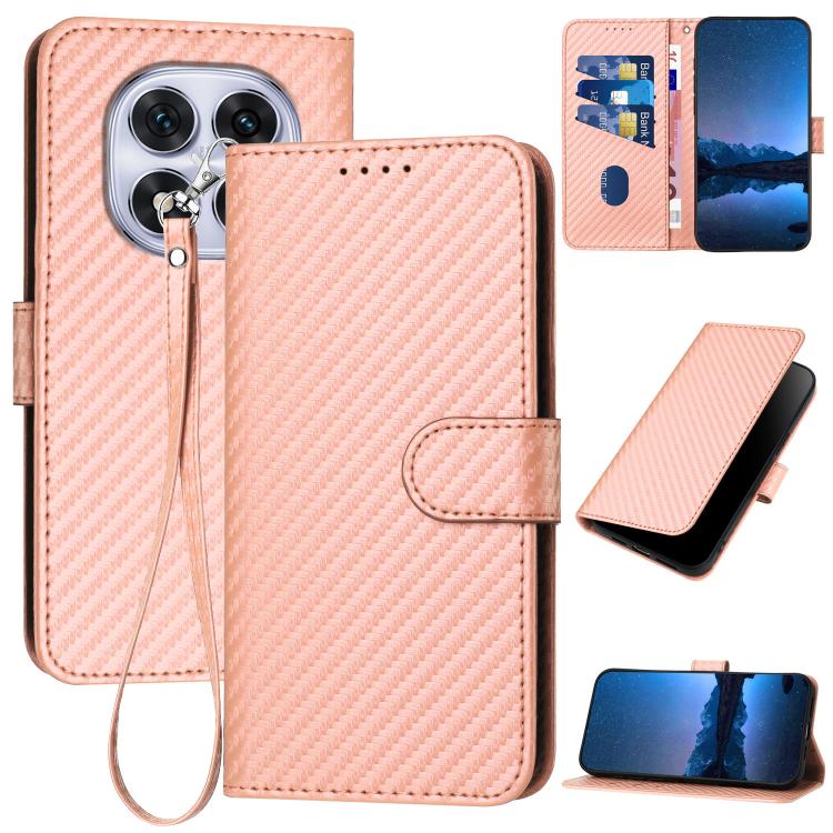 YX0070 Carbon Fiber Buckle Leather Phone Case with Lanyard, For Redmi Note 14 4G 164.84mm, For Redmi Turbo 4 / Poco X7 Pro, For Redmi Note 14 Pro 4G