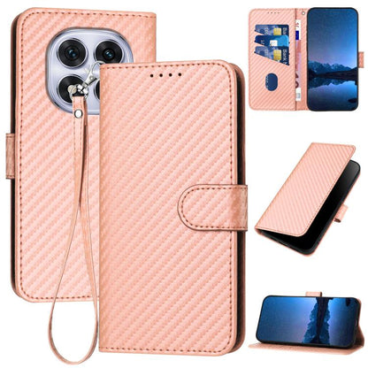 YX0070 Carbon Fiber Buckle Leather Phone Case with Lanyard, For Redmi Note 14 4G 164.84mm, For Redmi Turbo 4 / Poco X7 Pro, For Redmi Note 14 Pro 4G