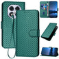 YX0070 Carbon Fiber Buckle Leather Phone Case with Lanyard, For Redmi Note 14 4G 164.84mm, For Redmi Turbo 4 / Poco X7 Pro, For Redmi Note 14 Pro 4G